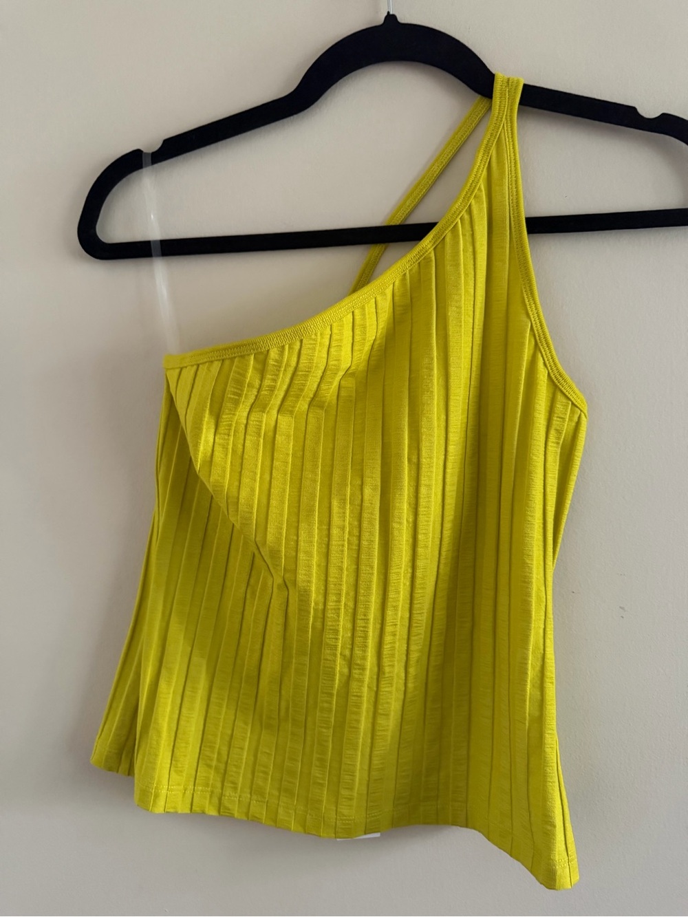 New! Jonathan Simkhai Lime One-Shoulder Ribbed Top